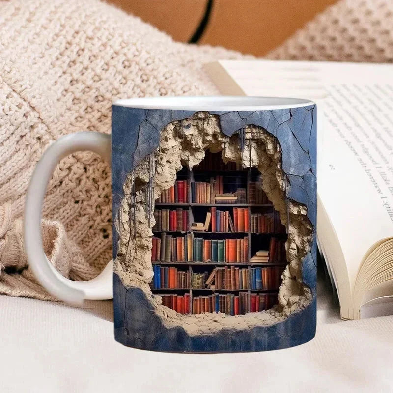 Bookshelf Design Coffee Mug – Perfect Gift for Readers