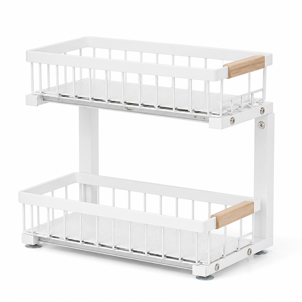 Under-Cabinet Dual Sliding Metal Organizer (Suction-Base)
