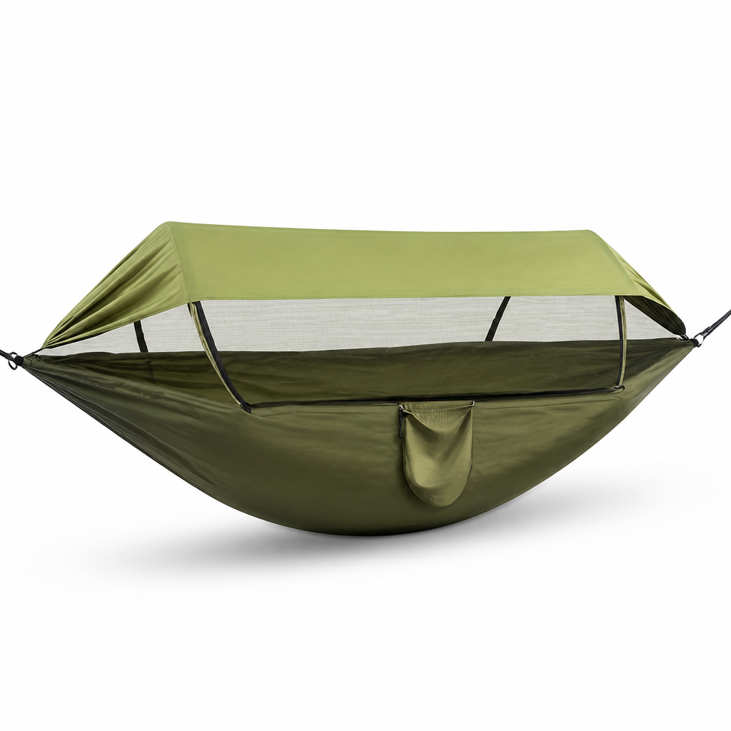 Nylon Hammock With Integrated Mosquito Net & Sunshade
