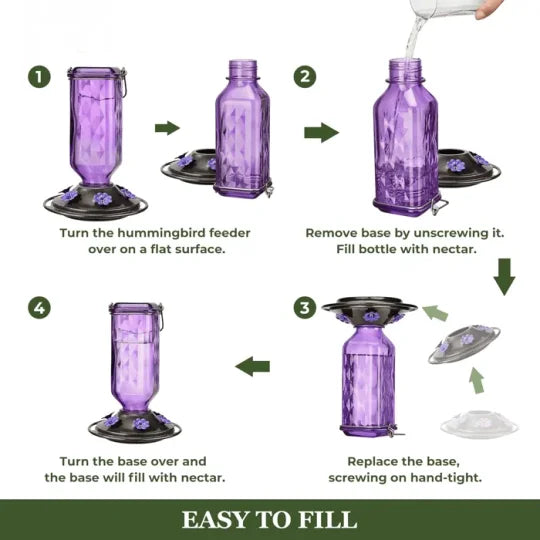 Elegant 24oz Glass Nectar Feeder for Hummingbirds