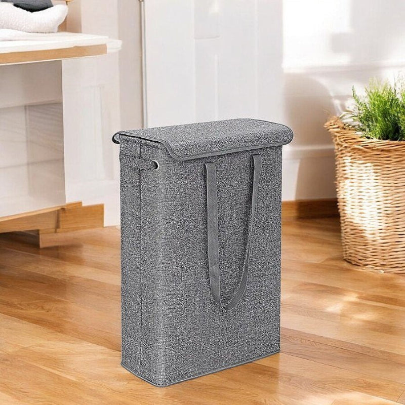 Stylish Slim Laundry Basket with Waterproof Liner and Handles