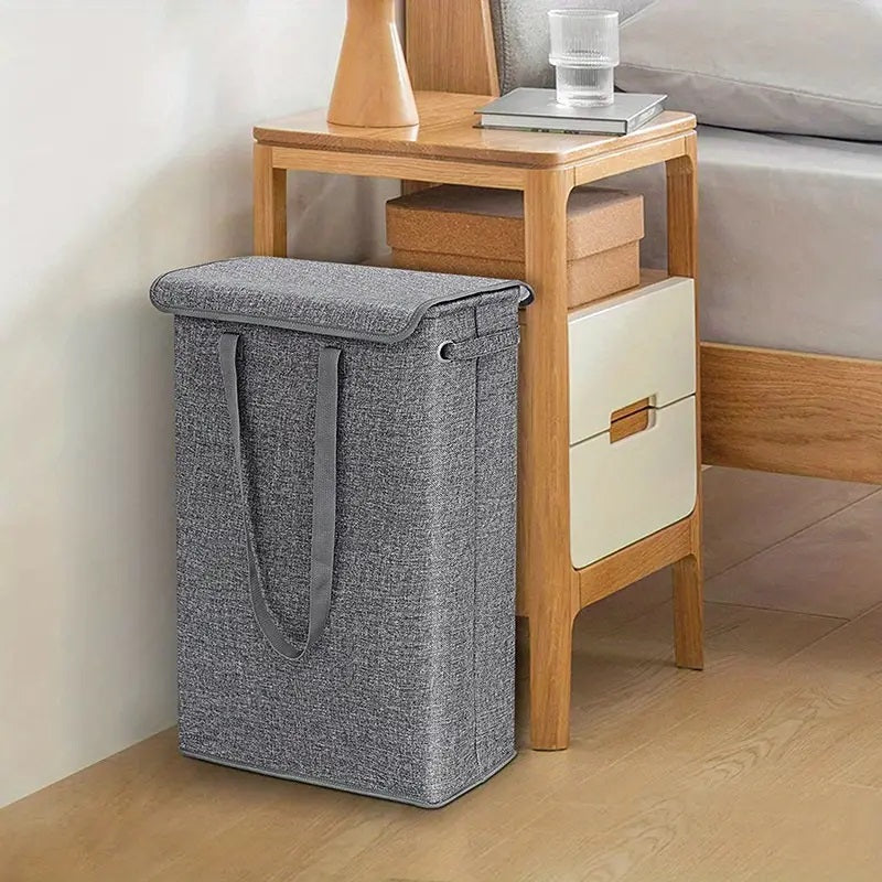 Stylish Slim Laundry Basket with Waterproof Liner and Handles