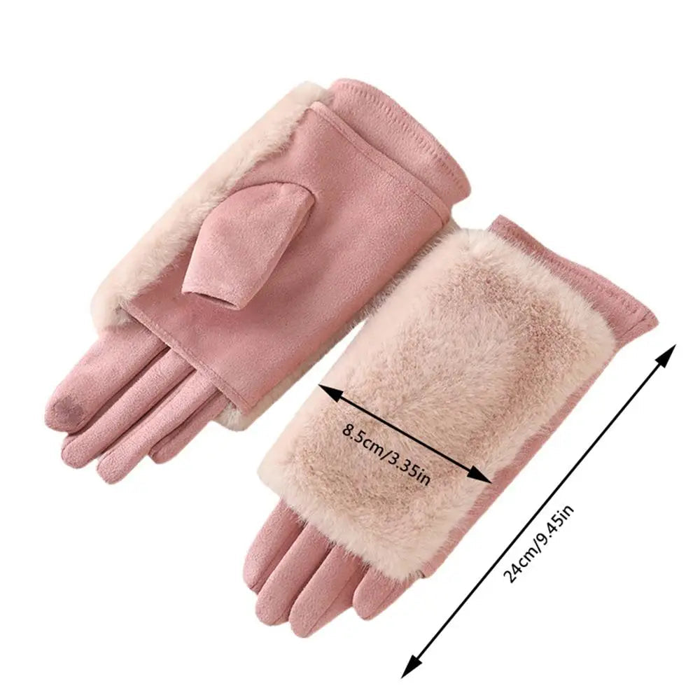 Chic Suede Winter Gloves with Touchscreen Capability