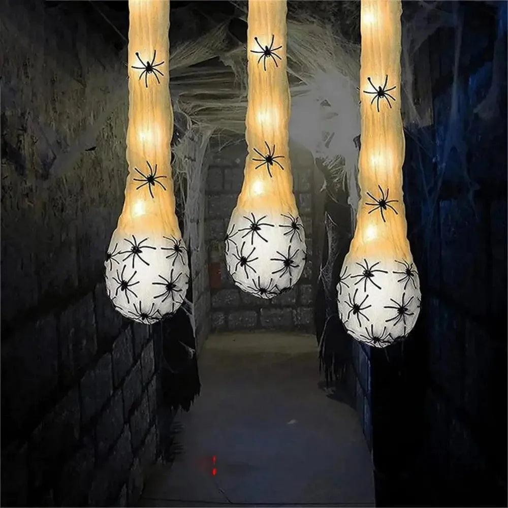 Eerie Glow Spider Nest Halloween Hanging Decoration