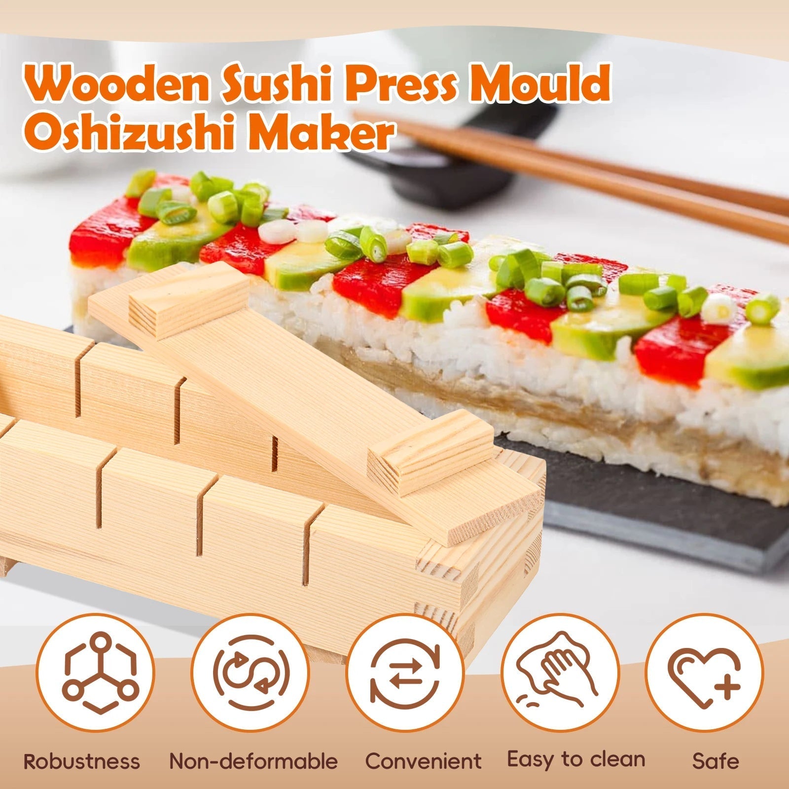 Artisan Wooden Sushi Roll Press and Mold