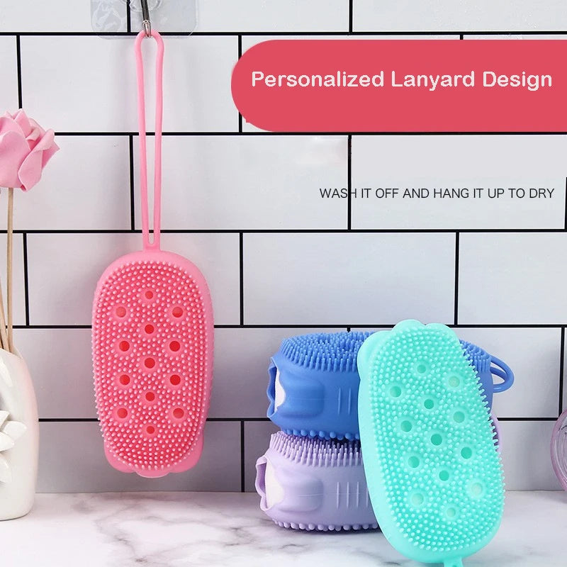 Dual-Sided Silicone Bath Scrubber with Integrated Soap Dispenser