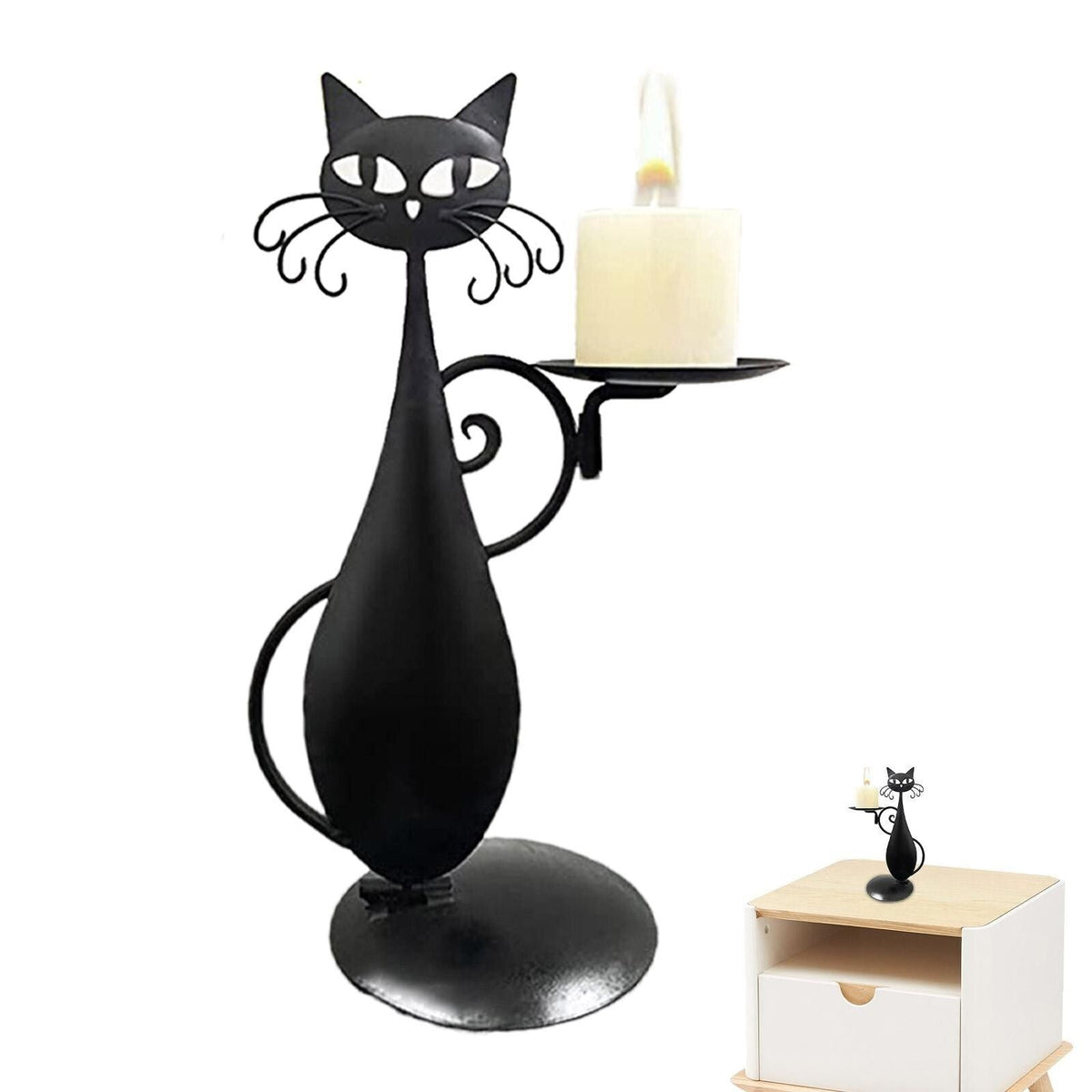 Charming Feline Candle Stand