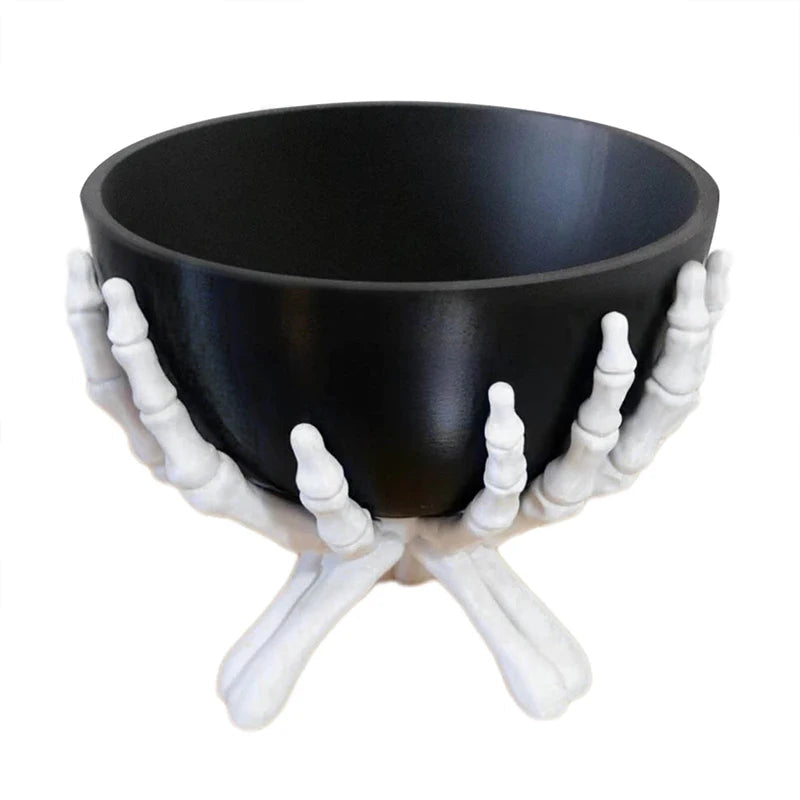 Hauntingly Elegant Skeleton Hand Snack Holder