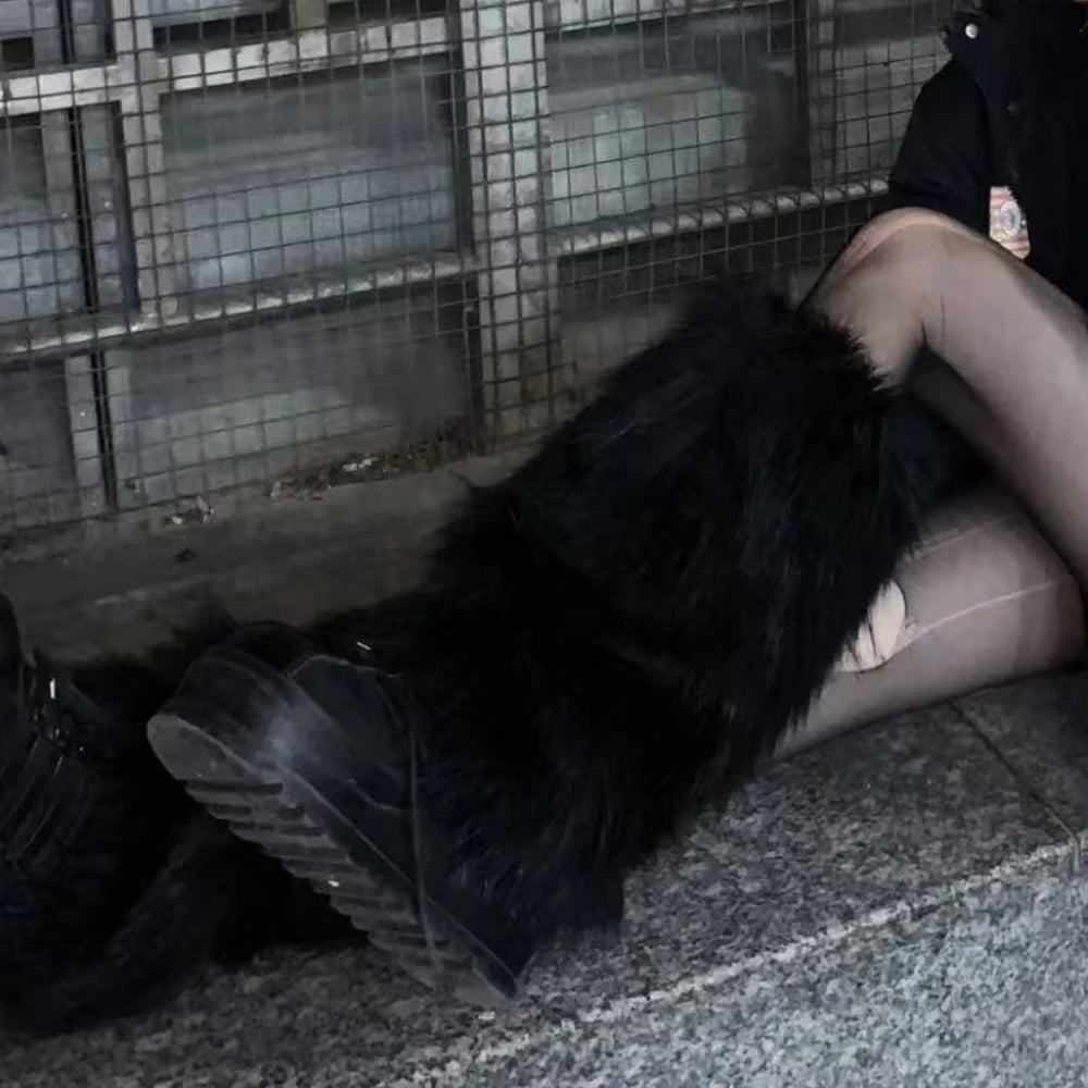 Chic Faux Fur Winter Leg Warmers for Stylish Comfort