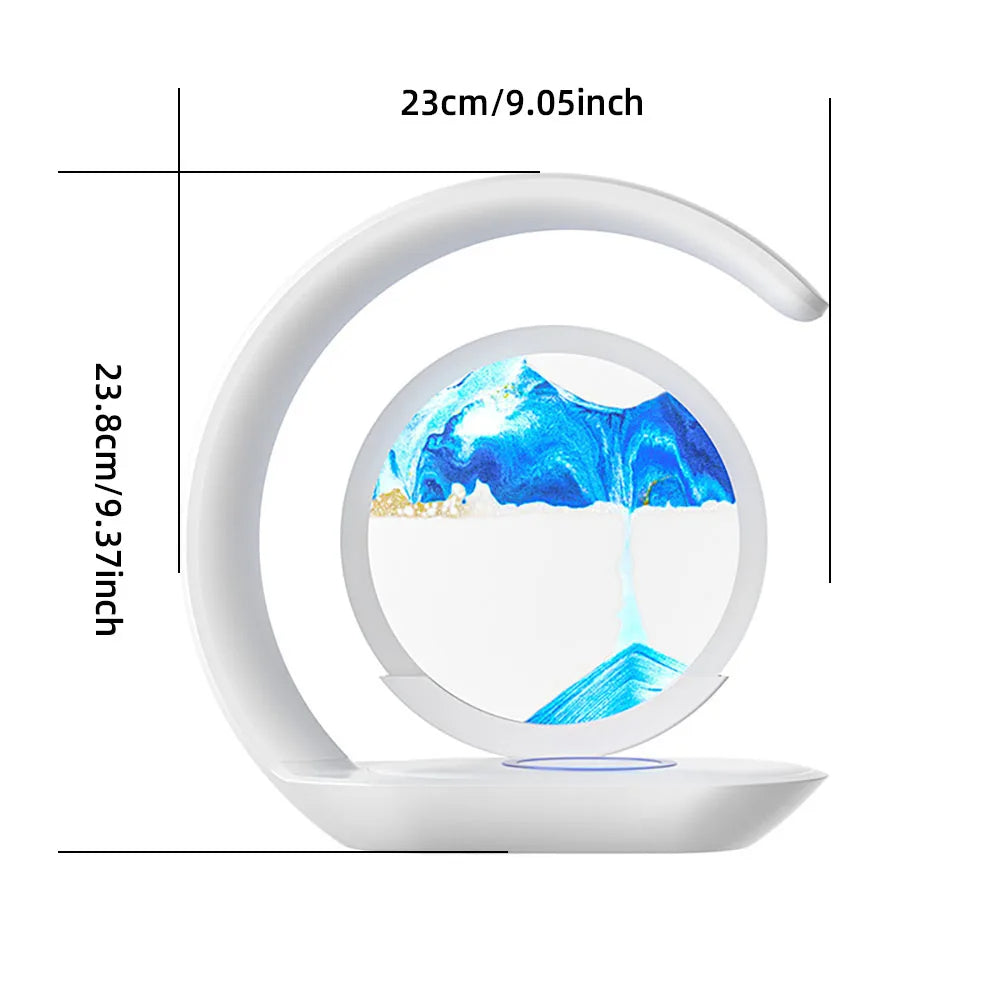 Elegant 3D Sandflow Lamp with Wireless Charging Feature