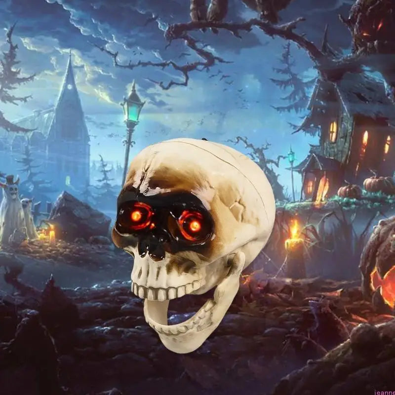 Spooky Animated Skull Decoration with Glowing Eyes