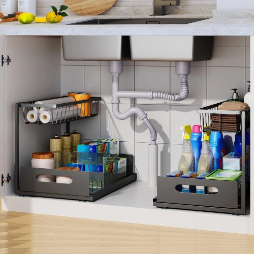 Sliding Organizer for Under Sink – 2-Tier Cabinet Storage