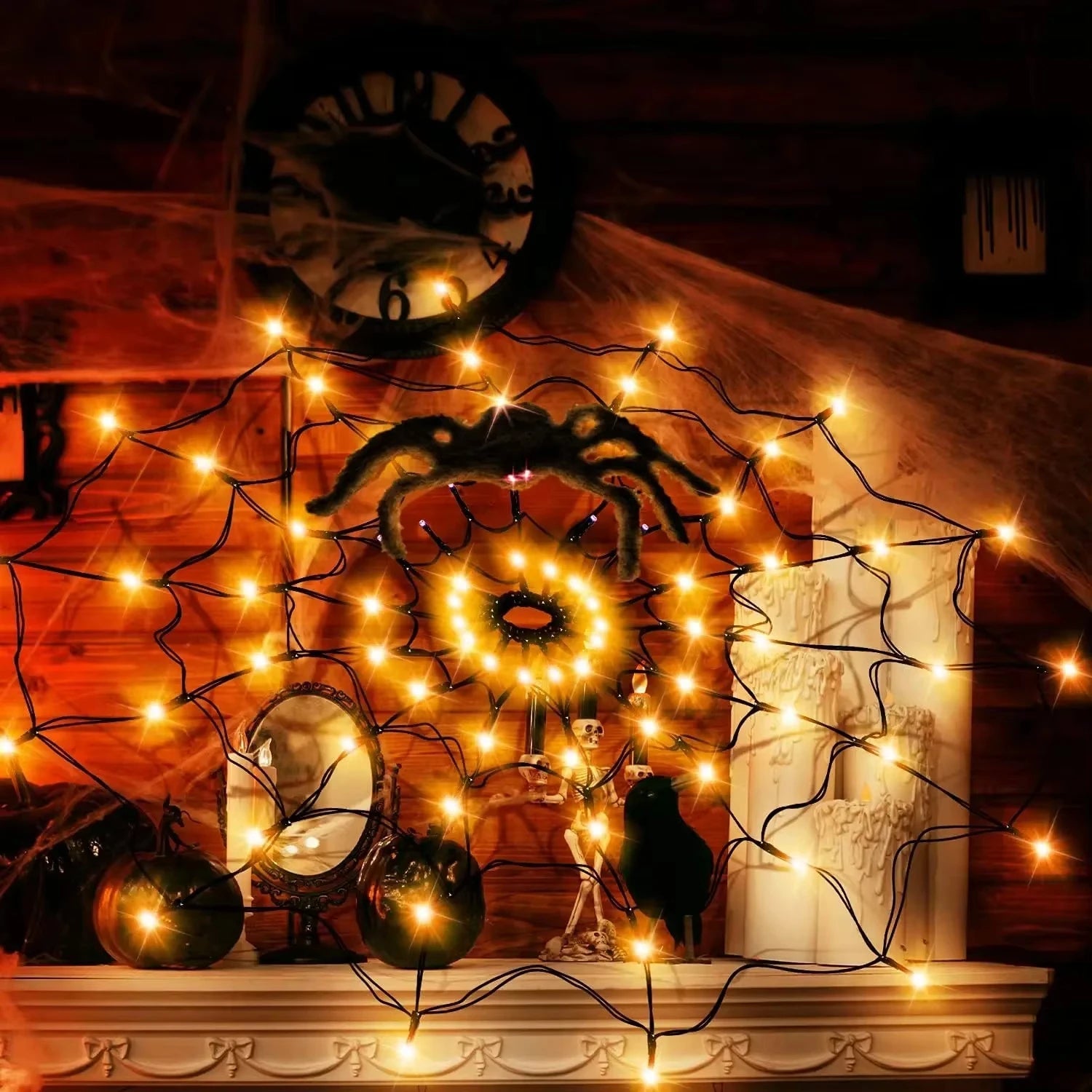 Illuminated Halloween Cobweb Decoration for Spooky Vibes