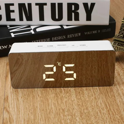 Sleek Smart Mirror Alarm Clock with Nightlight Functionality