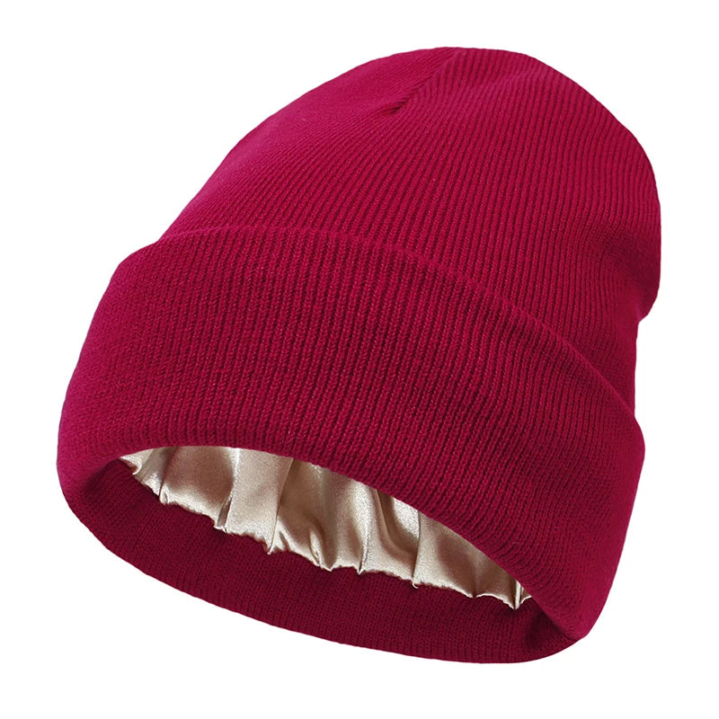 Elegant Satin-Lined Winter Beanie for Women