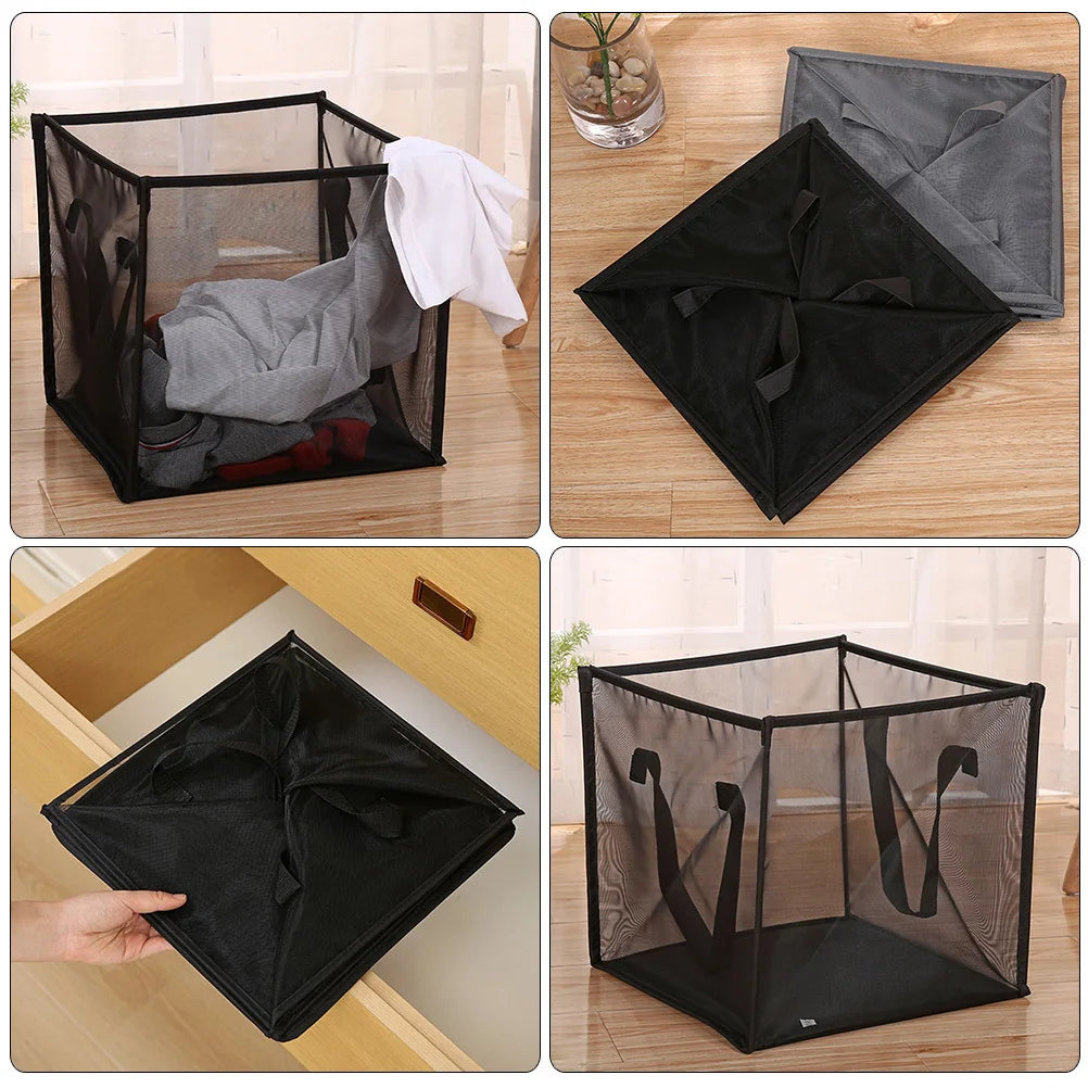 Compact Mesh Laundry Basket with Carry Handles
