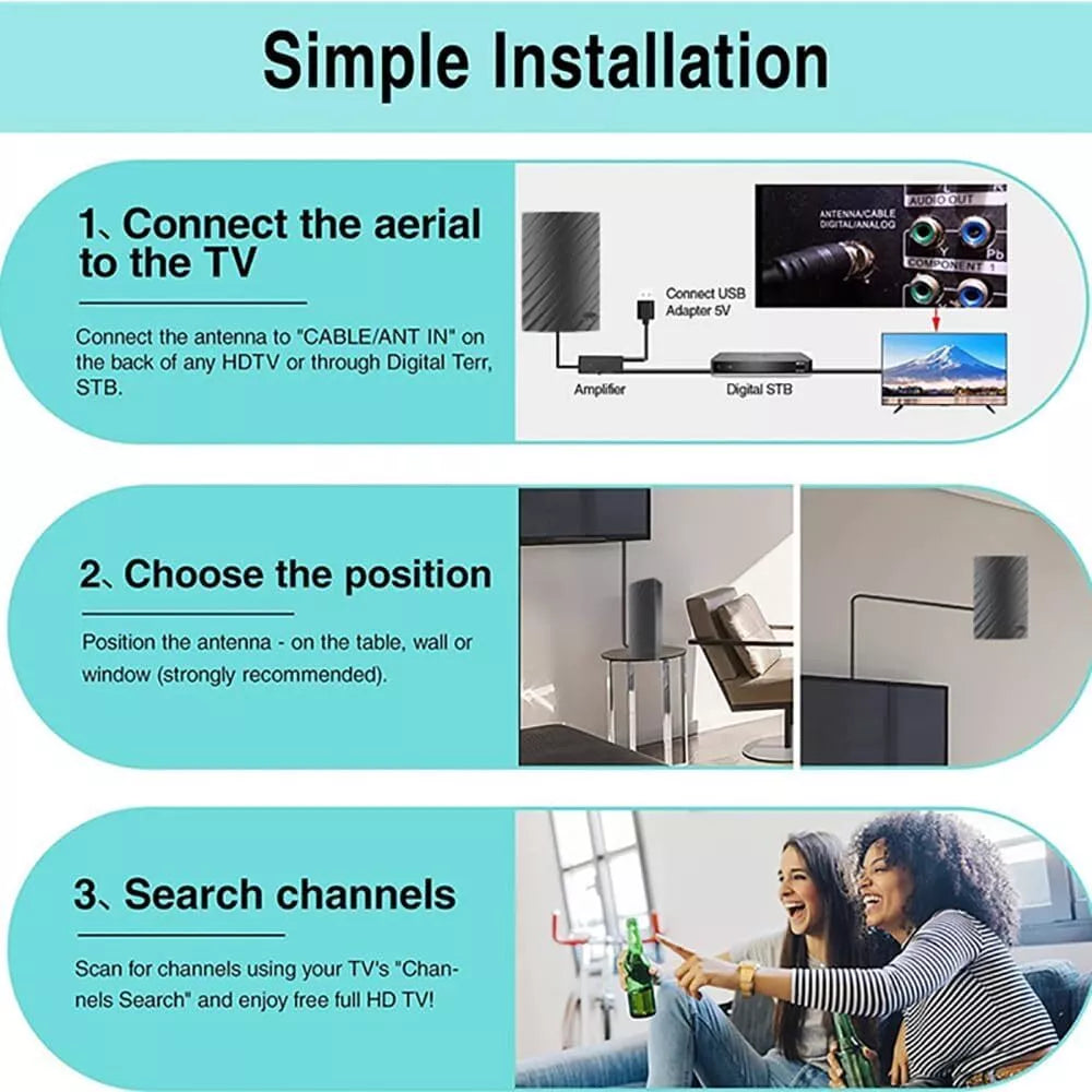 Ultra-Range Indoor 4K TV Antenna with 600-Mile Reception