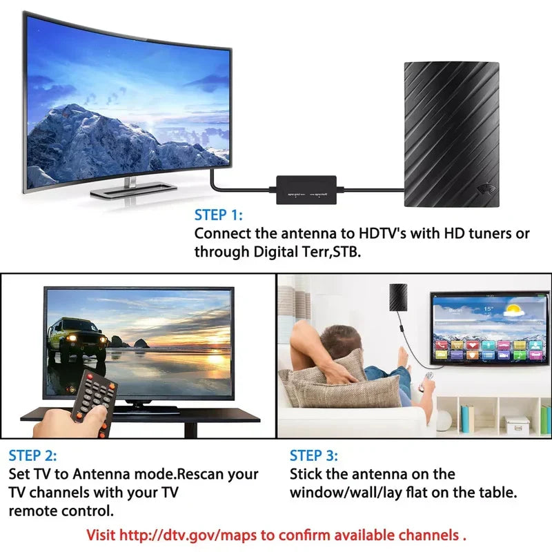 Ultra-Range Indoor 4K TV Antenna with 600-Mile Reception