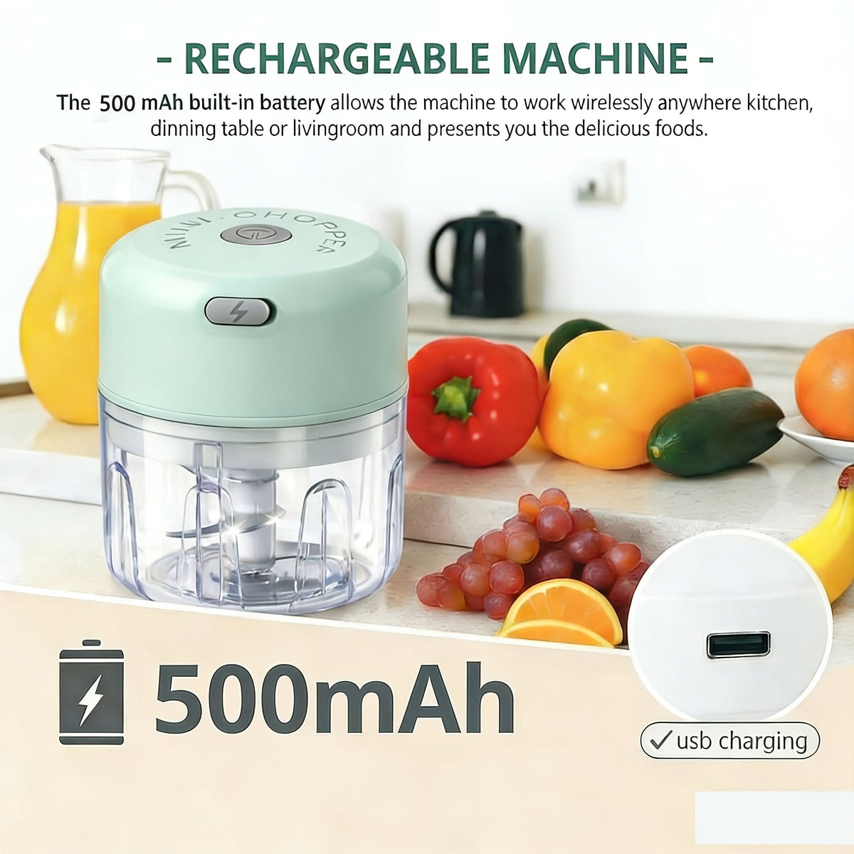 ChopMaster – Compact USB Rechargeable Food Processor