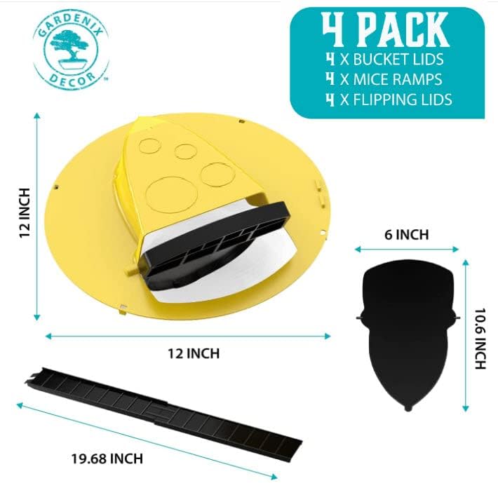 Rodent Control Lid Trap - 4 Pack for 5-Gallon Buckets
