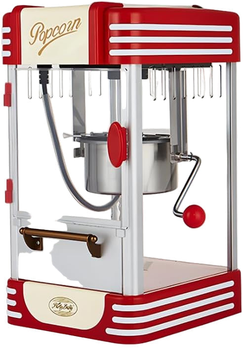 Electric Tabletop Popcorn Machine in Retro Red with Timer