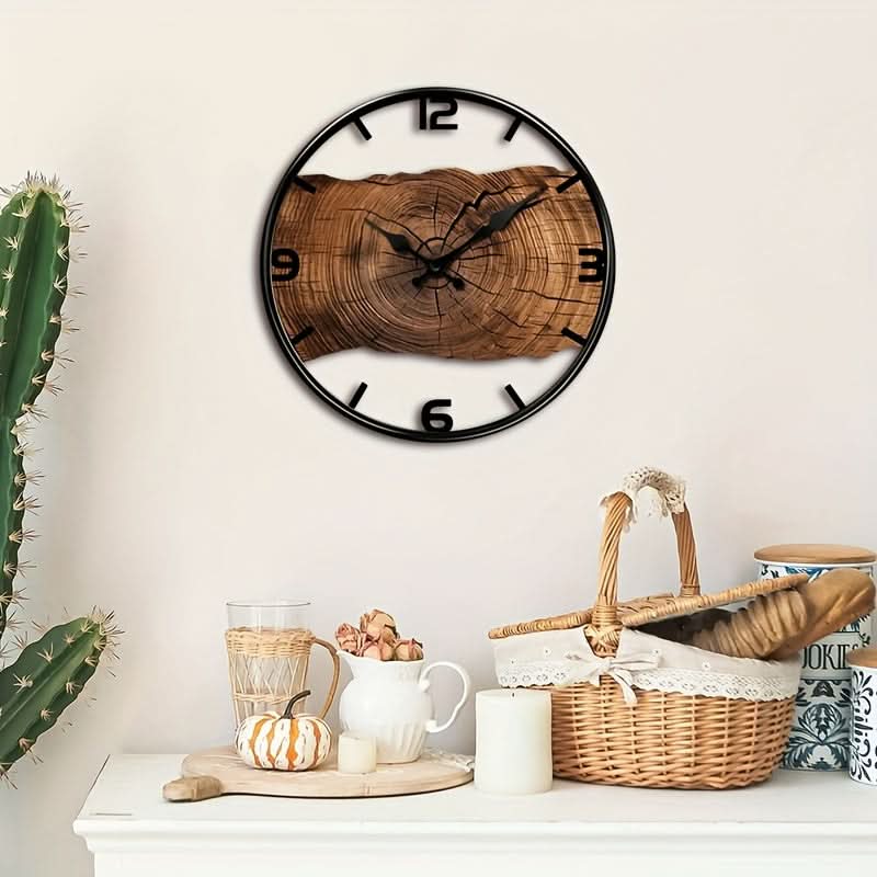 Elegant Round Wooden Wall Clock with Silent Movement