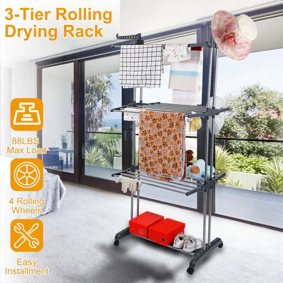 Ultimate Space-Saving Clothes Drying Rack with Wheels