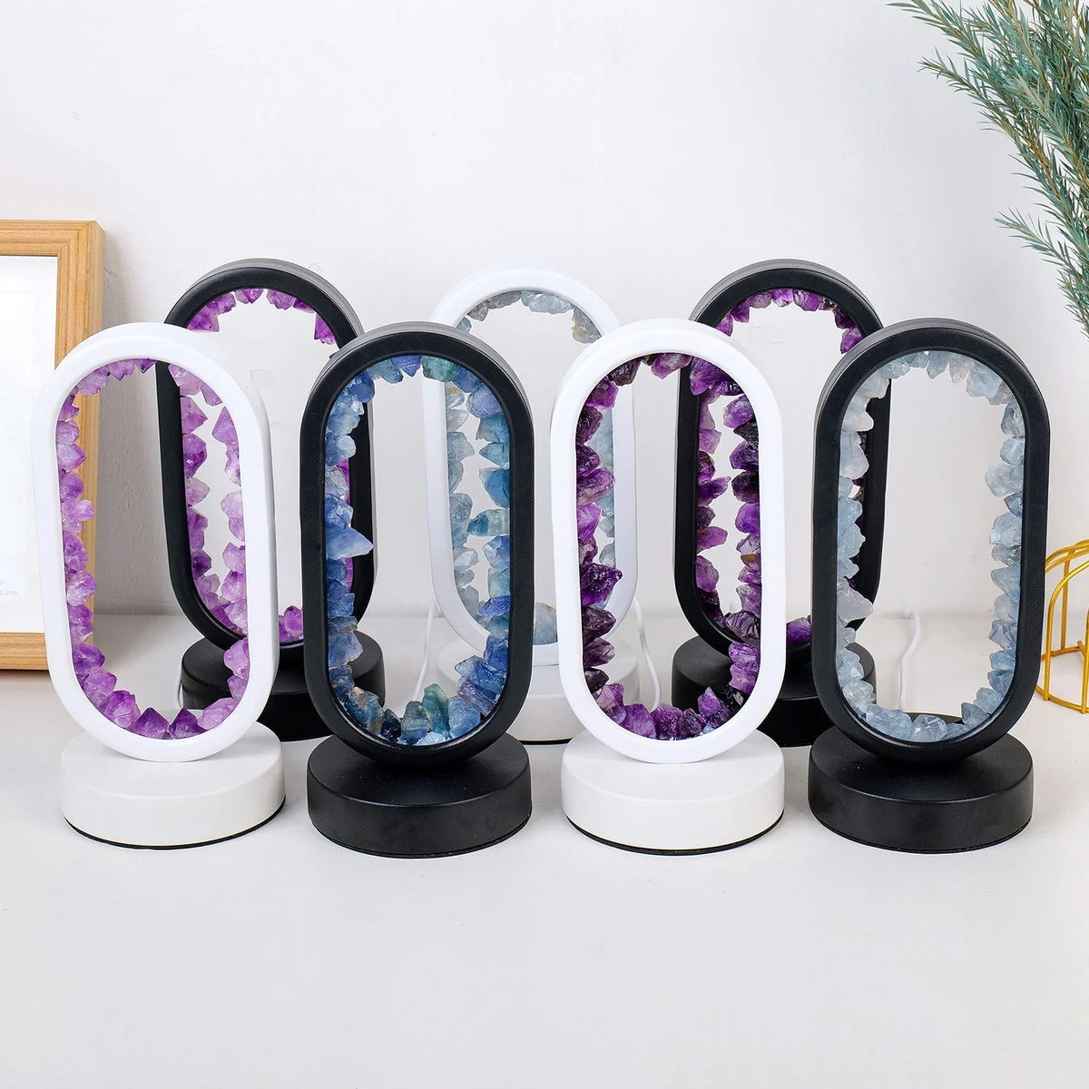 Natural Amethyst Table Lamp - Artisan Crafted
