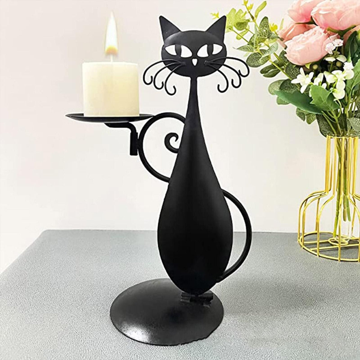 Charming Feline Candle Stand
