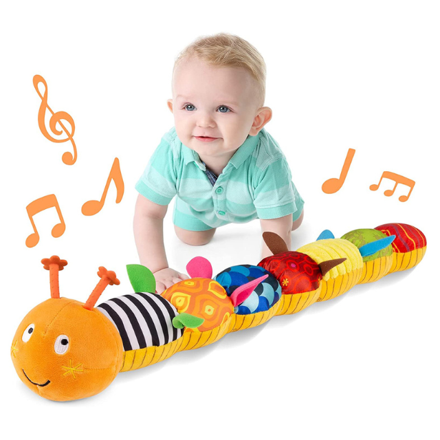 Musical Plush Caterpillar Rattle for Sensory Fun