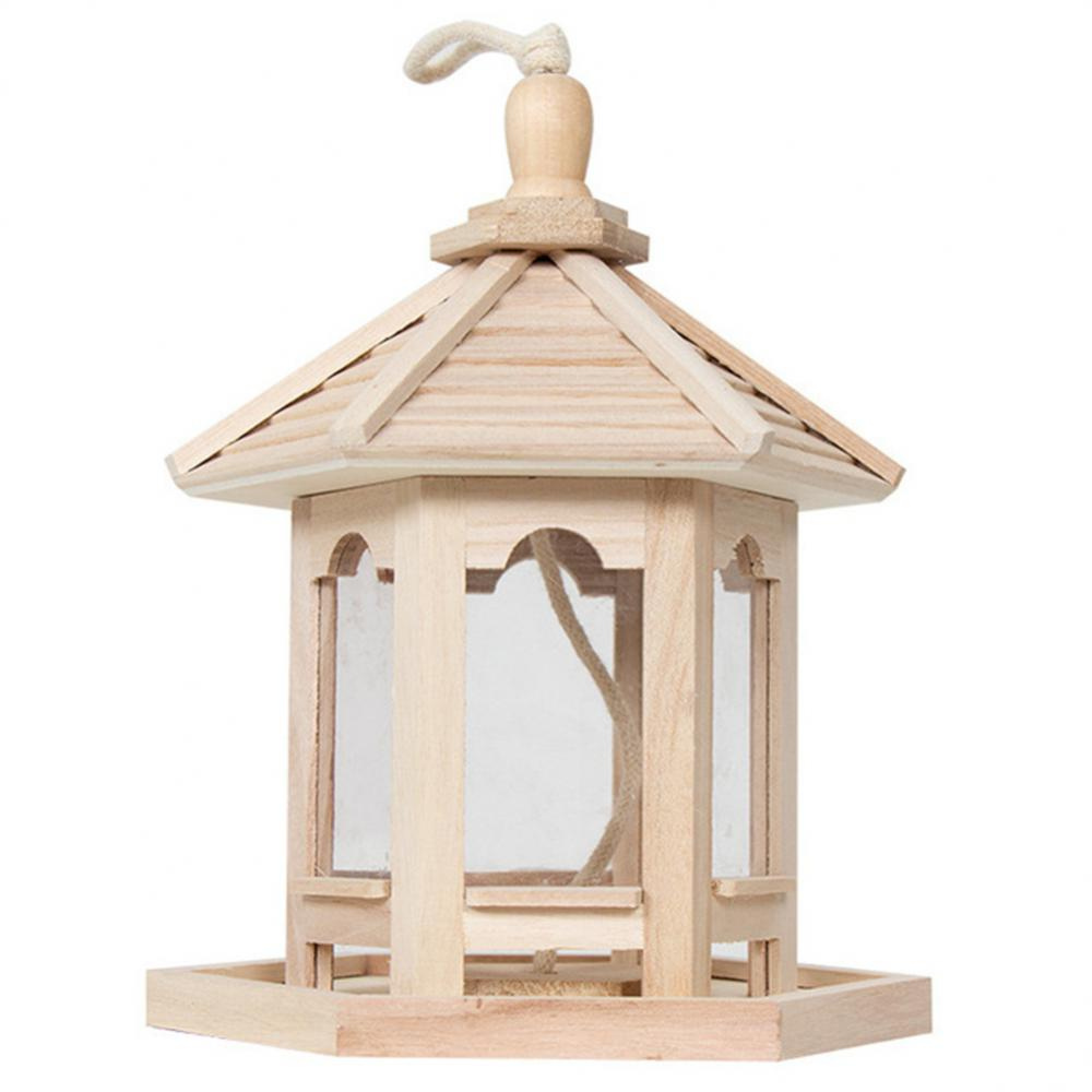 Charming Wooden Bird Feeder with Clear Viewing Panel