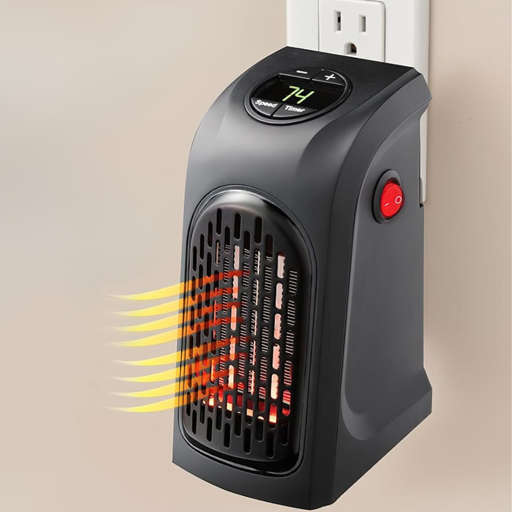 Compact Plug-In Electric Heater with Adjustable Thermostat