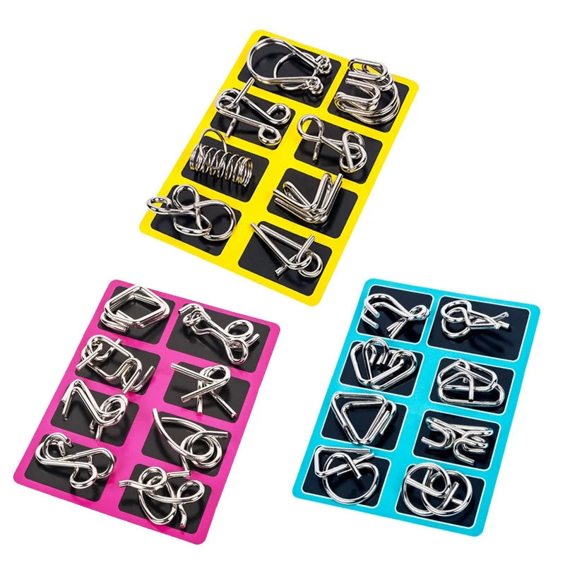 Engaging 8-Piece Metal Ring Puzzle Set for All Ages