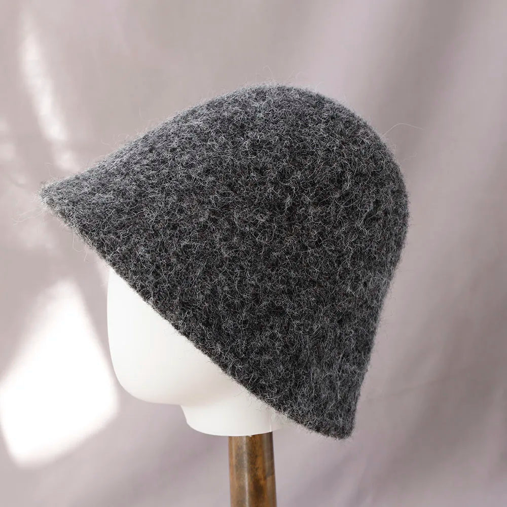 Chic Women's Woolen Bucket Hat for Winter Wear