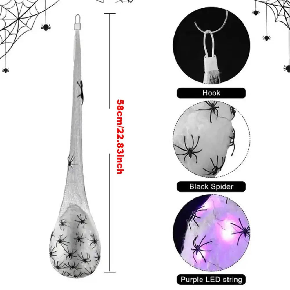 Eerie Glow Spider Nest Halloween Hanging Decoration