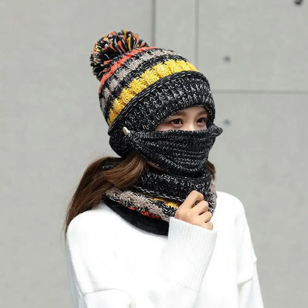 Warm & Stylish Knitted Winter Hat and Scarf Duo with Velvet Lining
