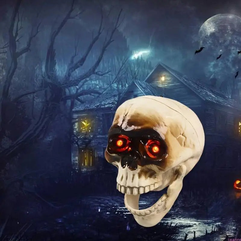 Spooky Animated Skull Decoration with Glowing Eyes