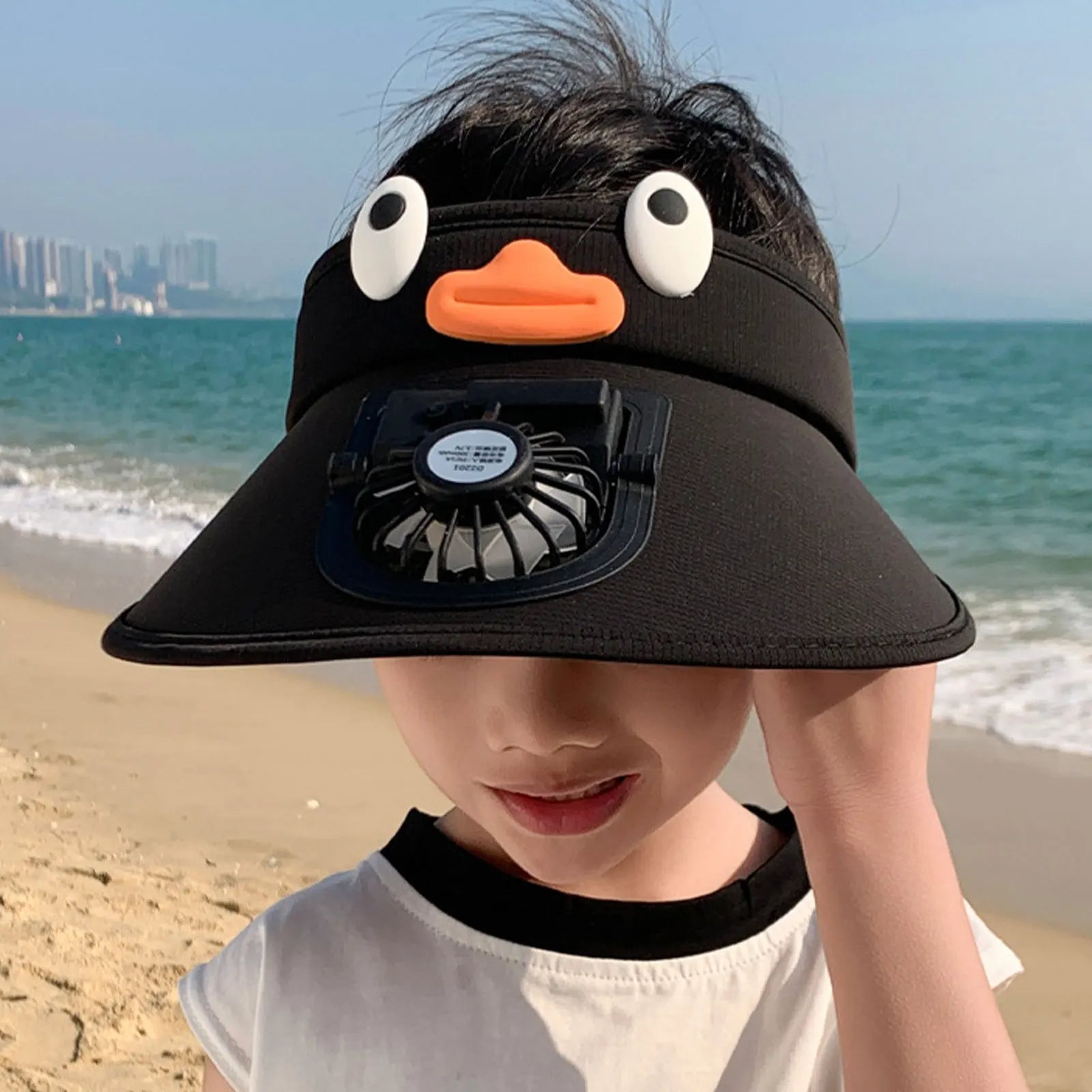 Kids' Sun Shield Hat with Built-In Cooling Fan
