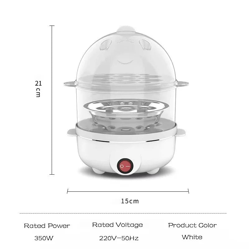 SmartSteam Duo Egg Cooker – 350W Double-Layer Steamer for Eggs & Veggies
