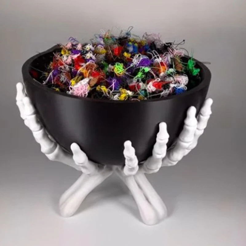 Hauntingly Elegant Skeleton Hand Snack Holder
