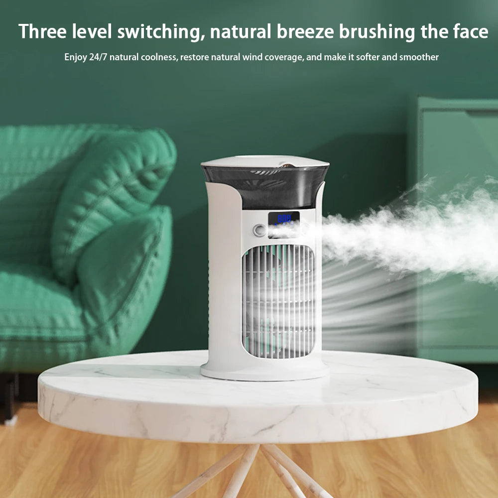 Compact Air Cooler with Humidifier and LED Lighting