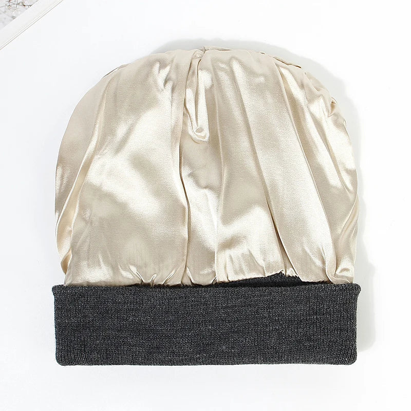 Elegant Satin-Lined Winter Beanie for Women