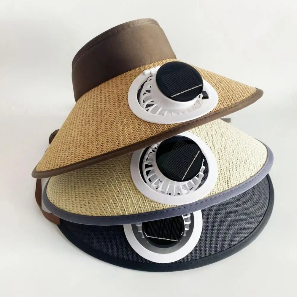 Stylish Sun Hat with Integrated Solar-Powered Cooling Fan