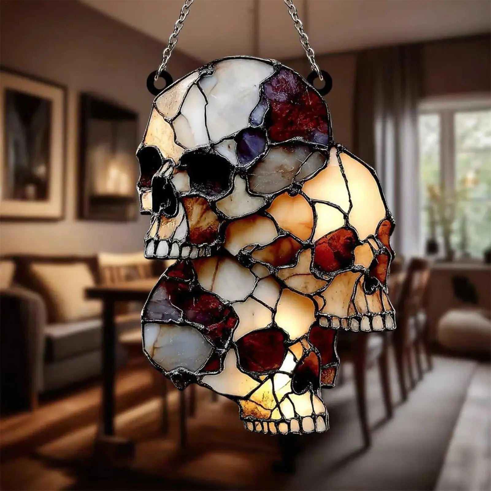 Gothic Glow Skull Pendant for Halloween Decor