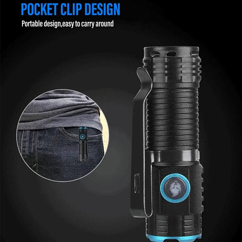 Portable High-Output LED Flashlight with Rechargeable Battery
