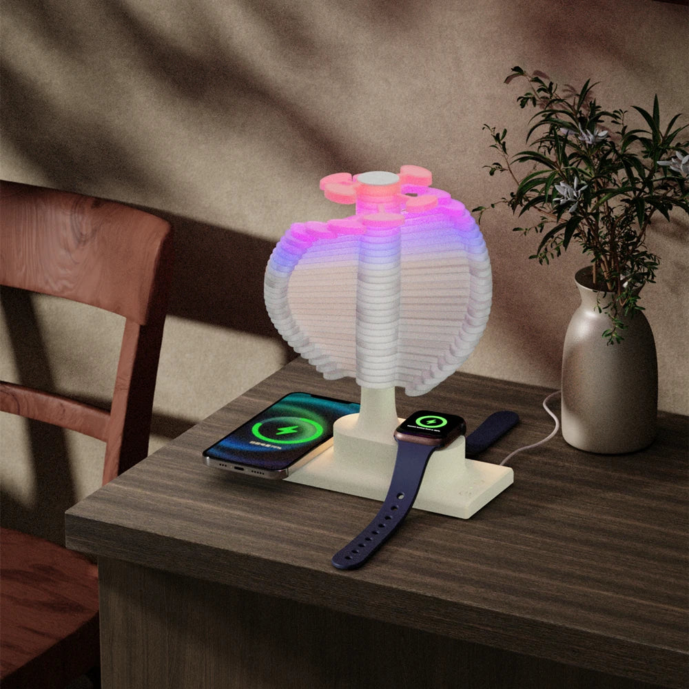 Artistic Spiral Lamp with Wireless Charging Station
