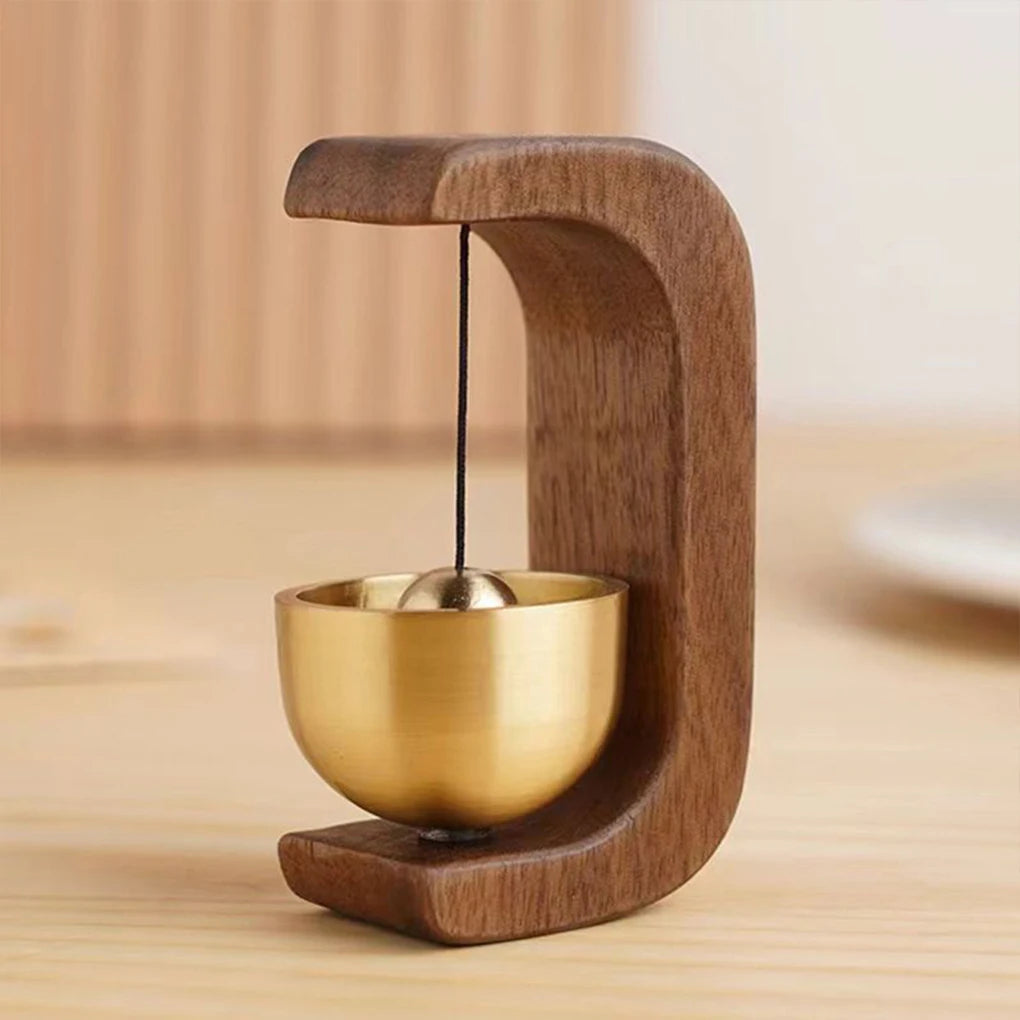 Elegant Wireless Doorbell with Brass Tone and Wooden Design
