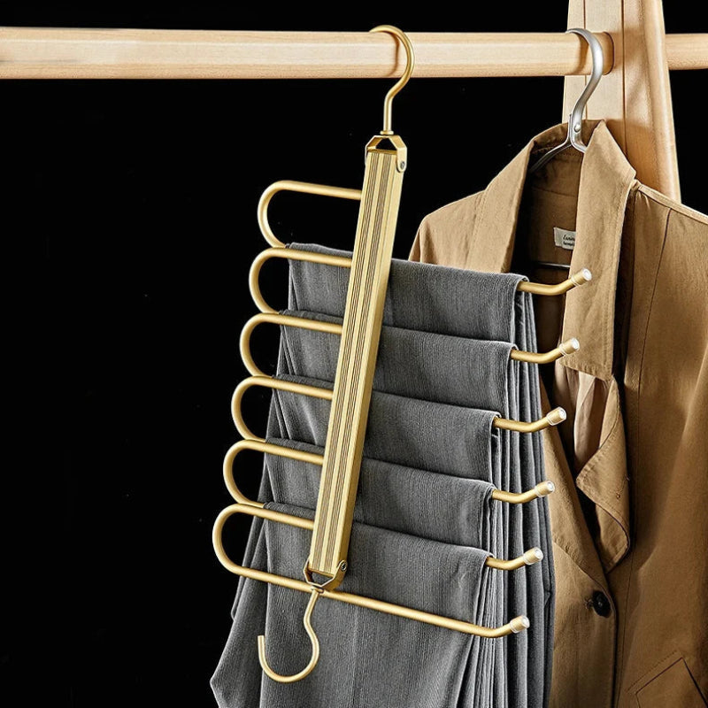 Multi-Tier Pant Organizer with Rotating Hook – Sleek Aluminum Design