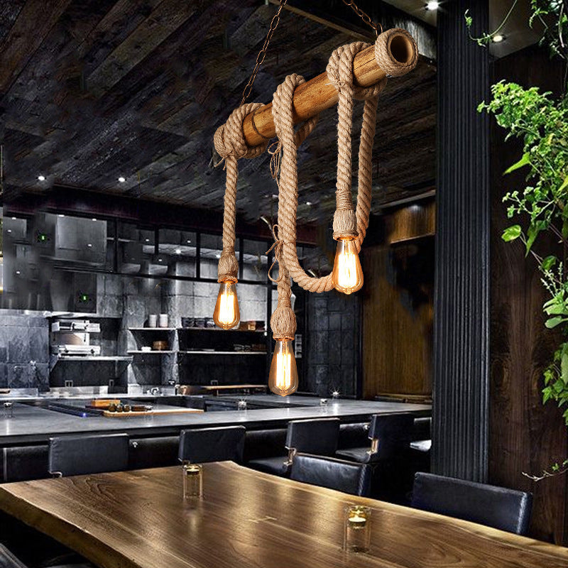 Eco-Friendly Bamboo Hanging Light with Industrial Rope Style