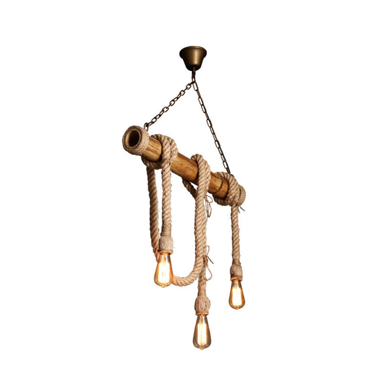 Eco-Friendly Bamboo Hanging Light with Industrial Rope Style